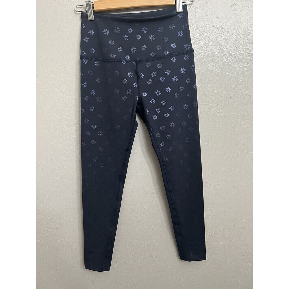 Beyond Yoga Brand Small leggings Yoga Shiny Blue Daisy High Waisted Reflective - Picture 4 of 10